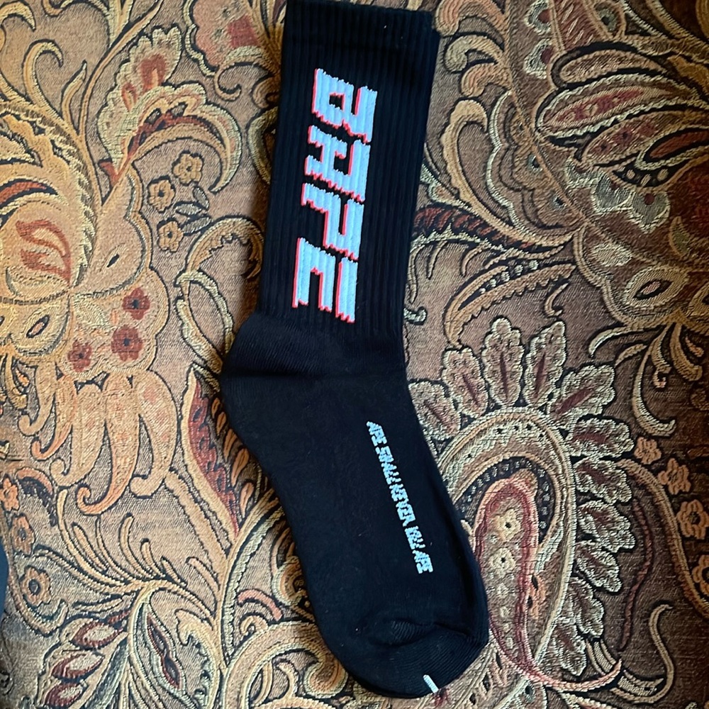 Bape Black and Red Logo Crew Socks